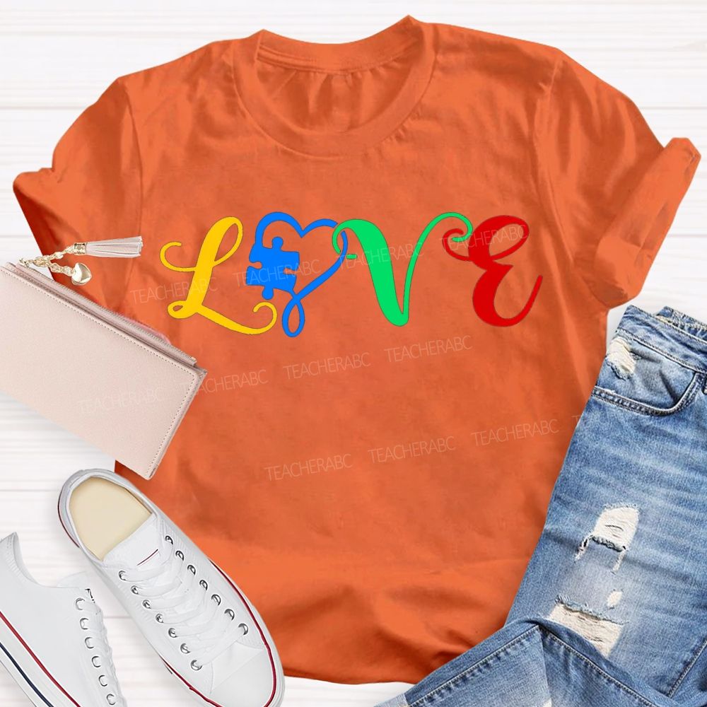 Love Autism Awareness Special Education Teacher T-shirt
