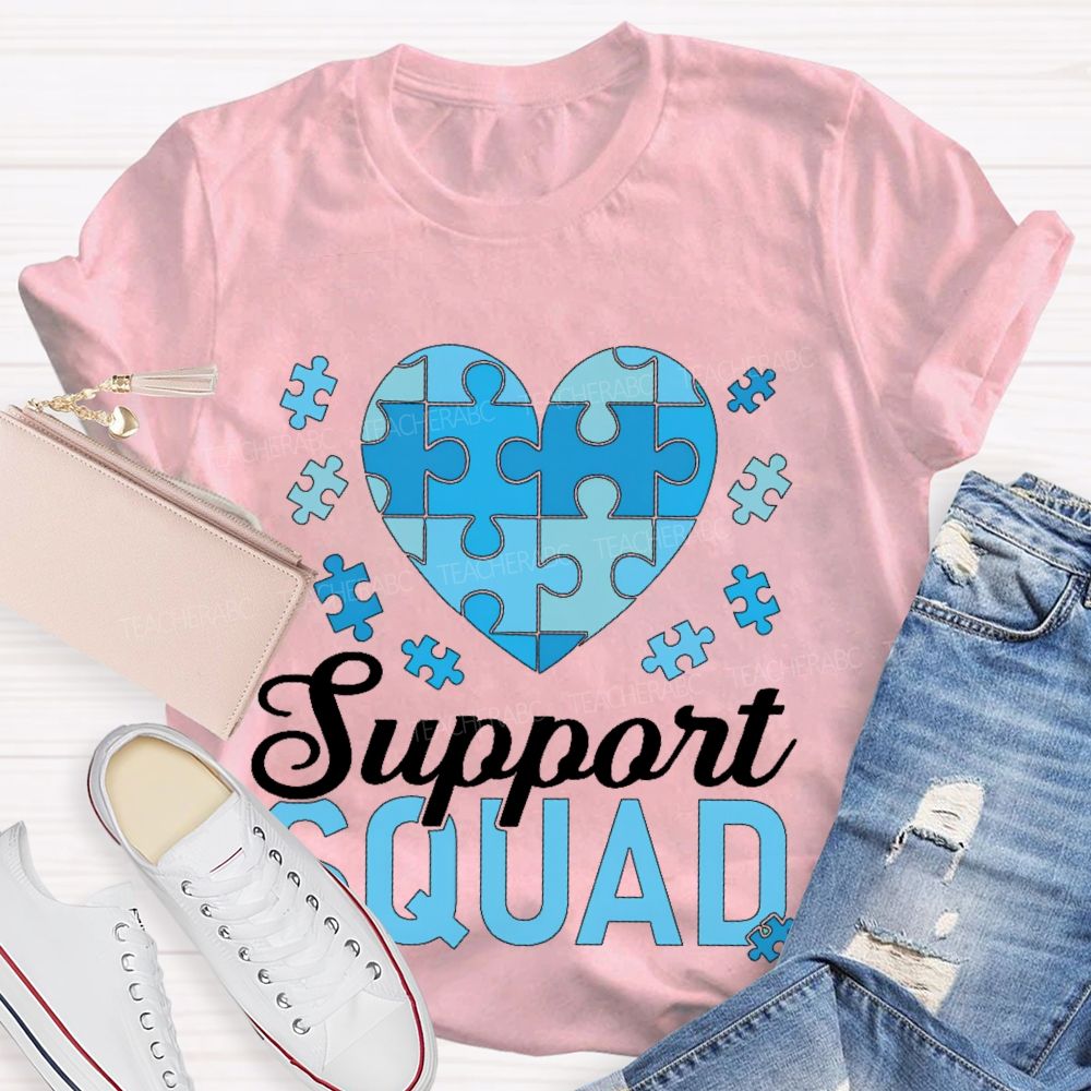 Support Squad Love Puzzle Teacher T-shirt