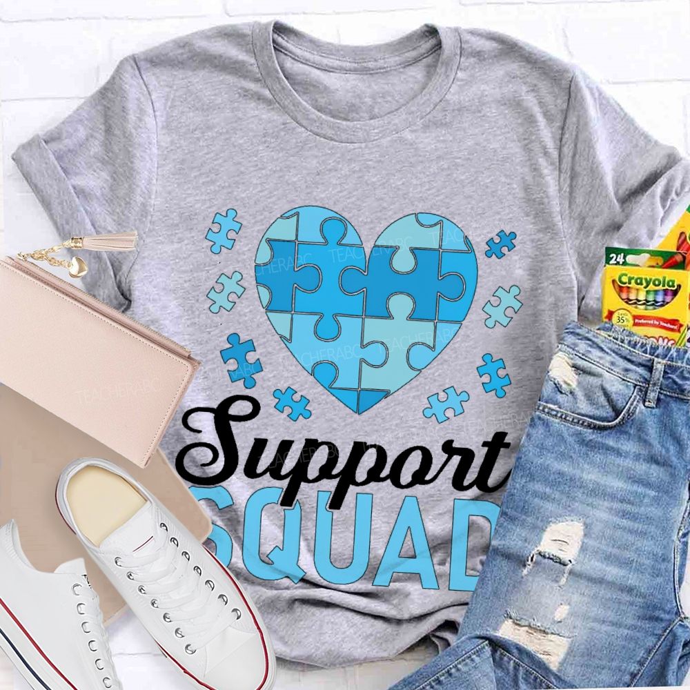 Support Squad Love Puzzle Teacher T-shirt