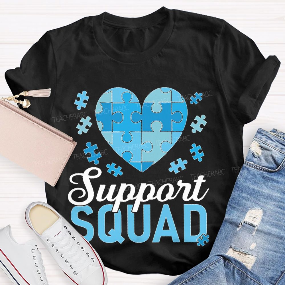 Support Squad Love Puzzle Teacher T-shirt