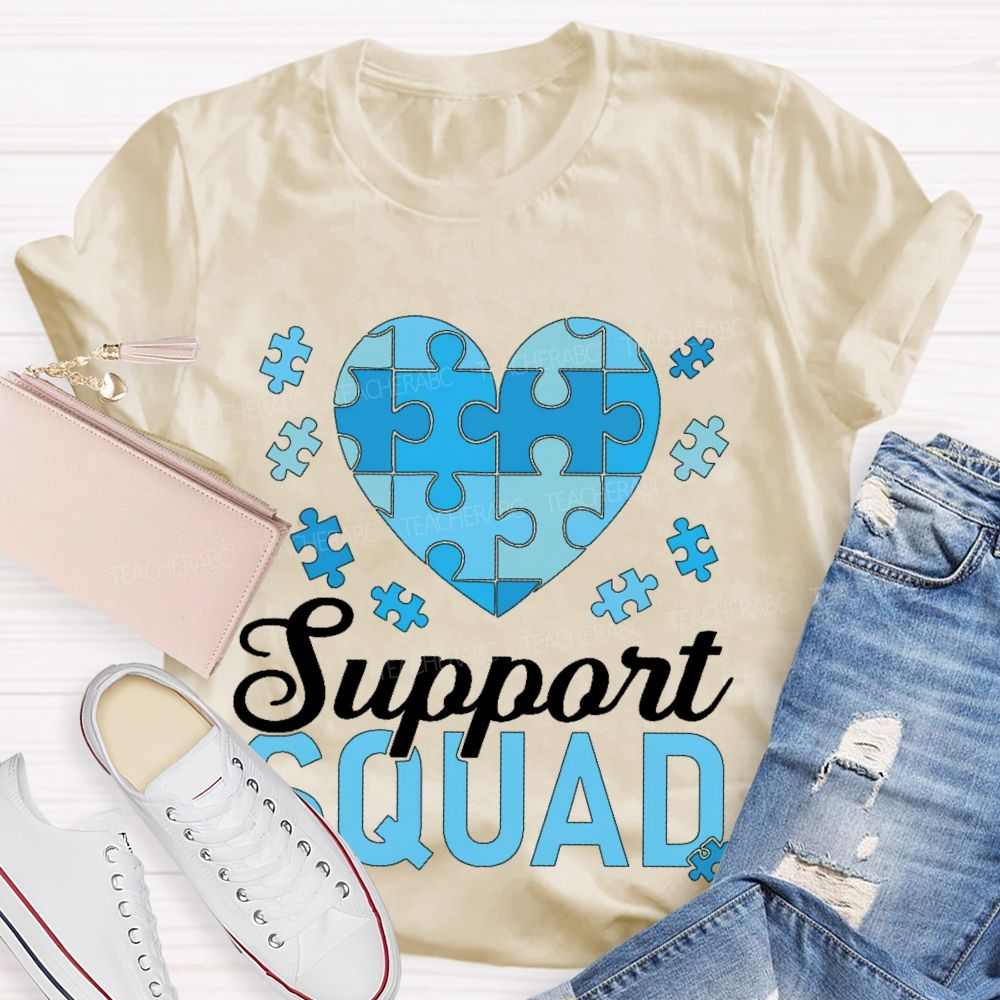 Support Squad Love Puzzle Teacher T-shirt