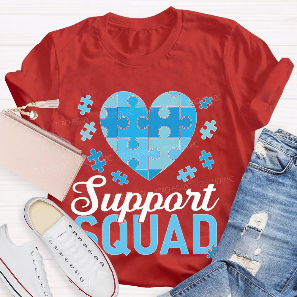 Support Squad Love Puzzle Teacher T-shirt