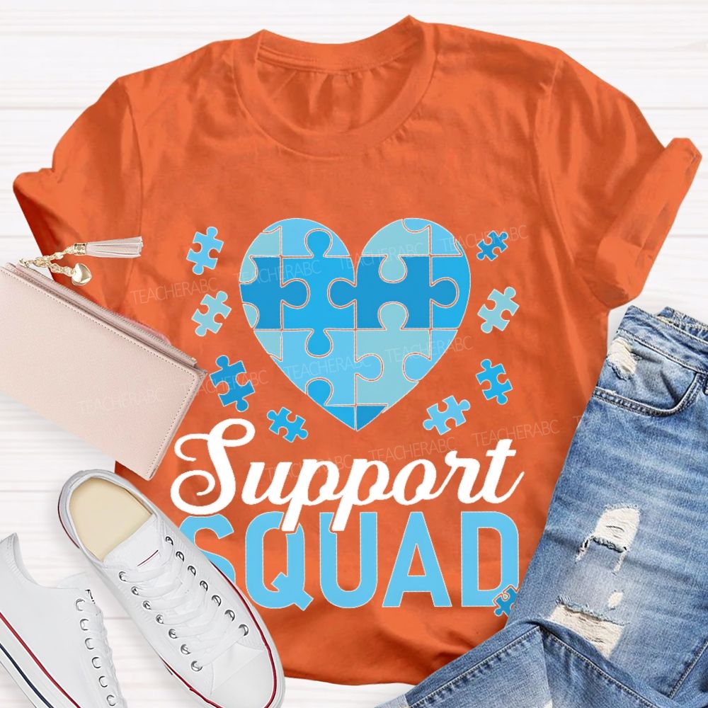 Support Squad Love Puzzle Teacher T-shirt