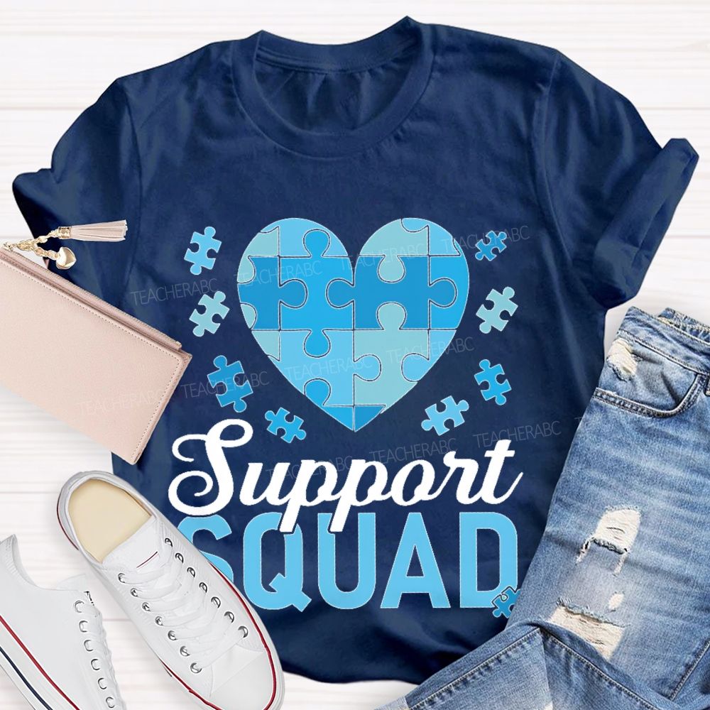 Support Squad Love Puzzle Teacher T-shirt