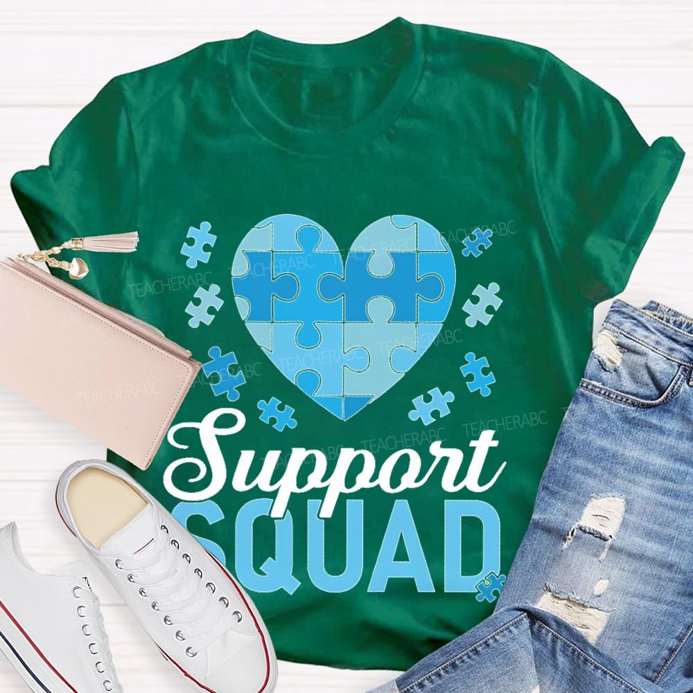Support Squad Love Puzzle Teacher T-shirt