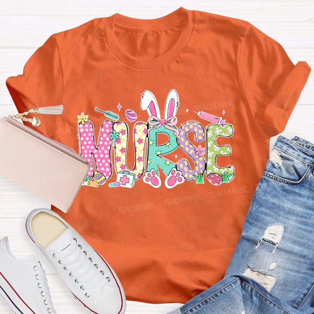 Nurse Rabbit Graphic  Teacher T-shirt