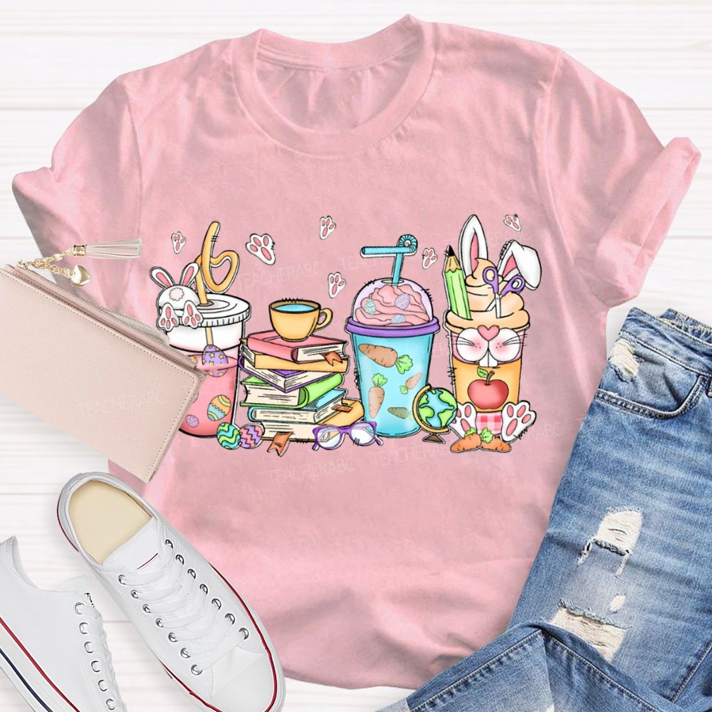 Coffee And Books Easter Bunny T-shirt