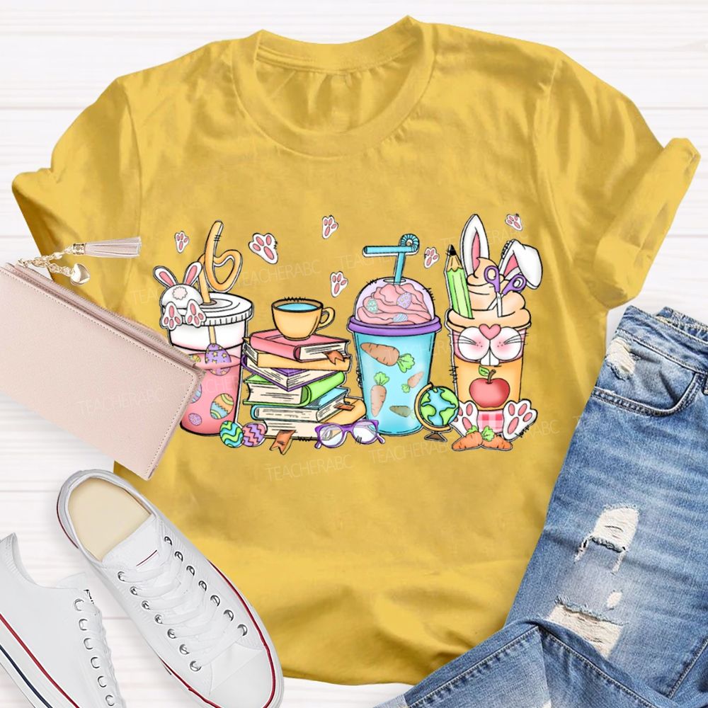 Coffee And Books Easter Bunny T-shirt