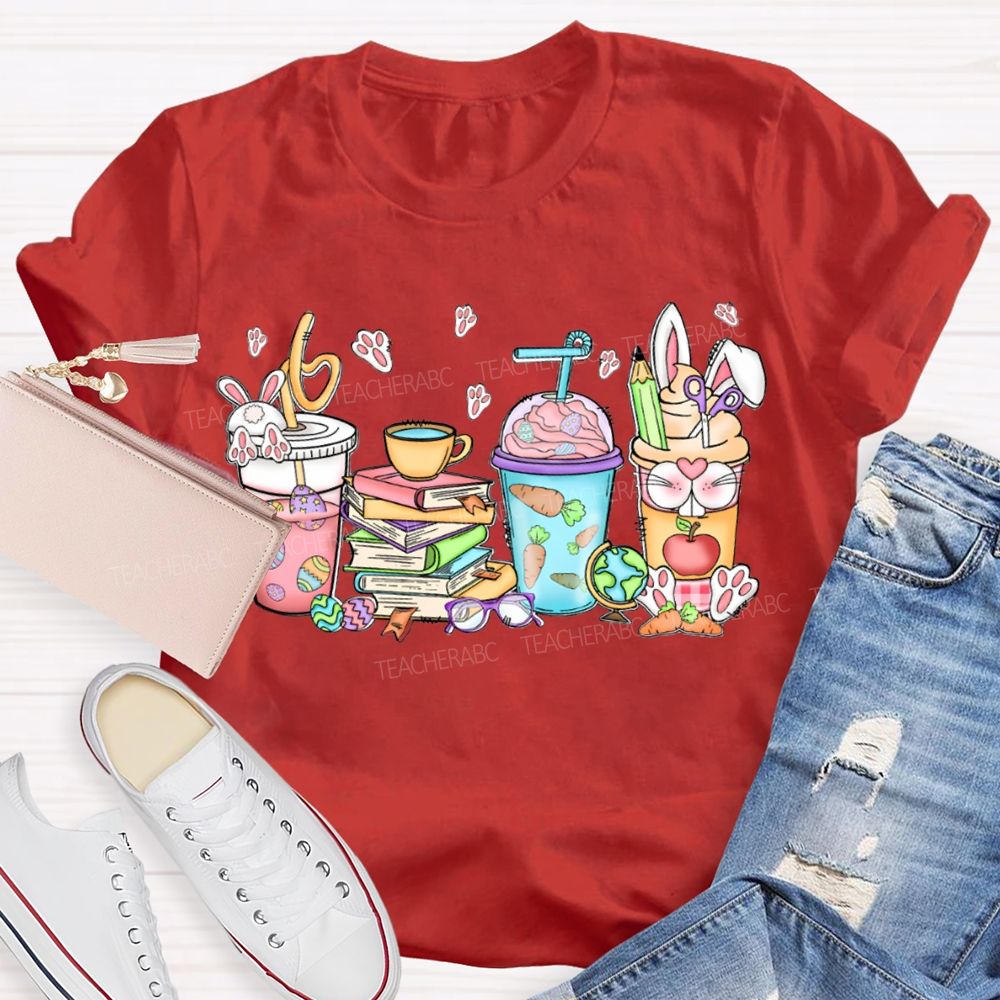 Coffee And Books Easter Bunny T-shirt