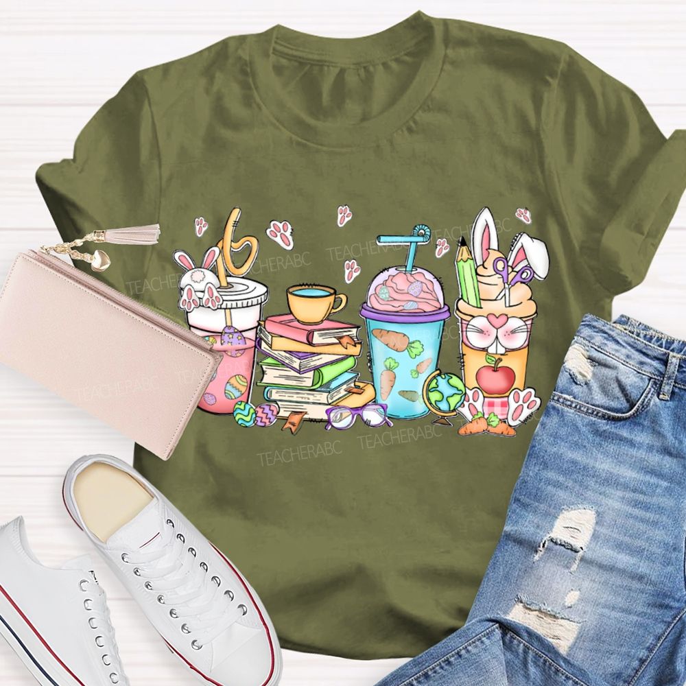 Coffee And Books Easter Bunny T-shirt