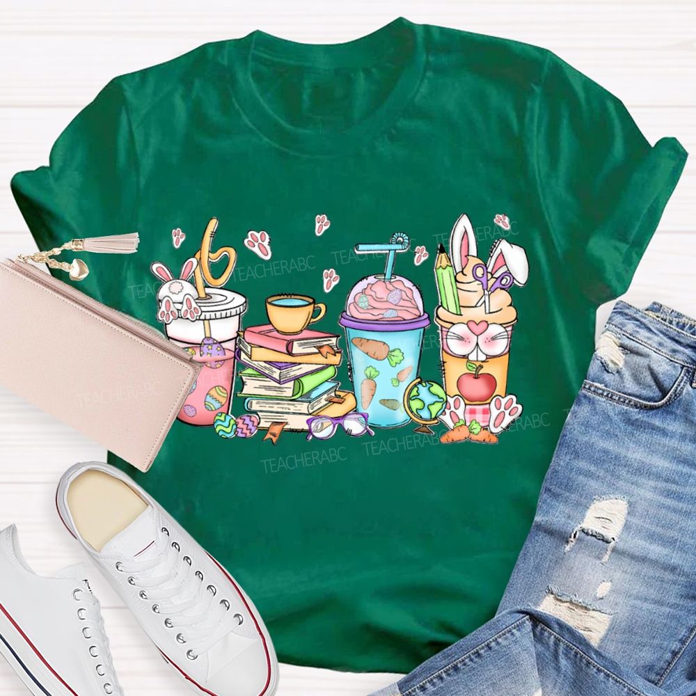 Coffee And Books Easter Bunny T-shirt