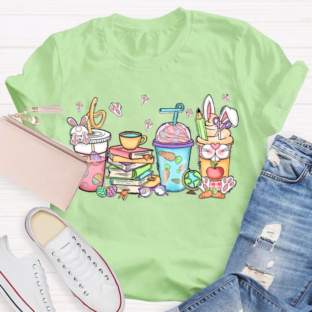 Coffee And Books Easter Bunny T-shirt