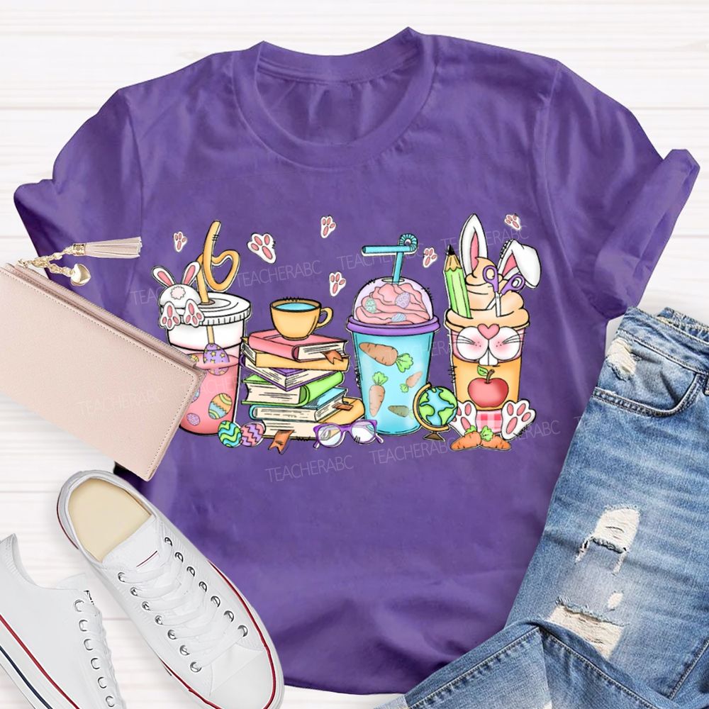 Coffee And Books Easter Bunny T-shirt