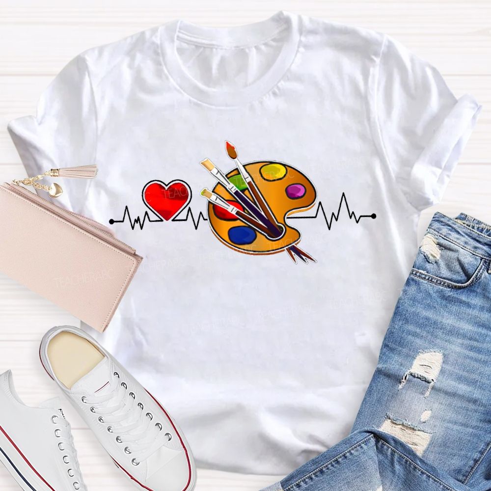 Heart Shapes And Dye Palettes Art Teacher T-shirt