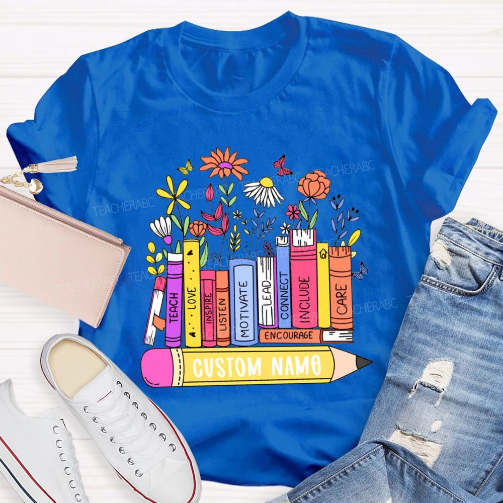 Personalized Name Teach Love Inspire Motivate Lead Care Teacher T-shirt