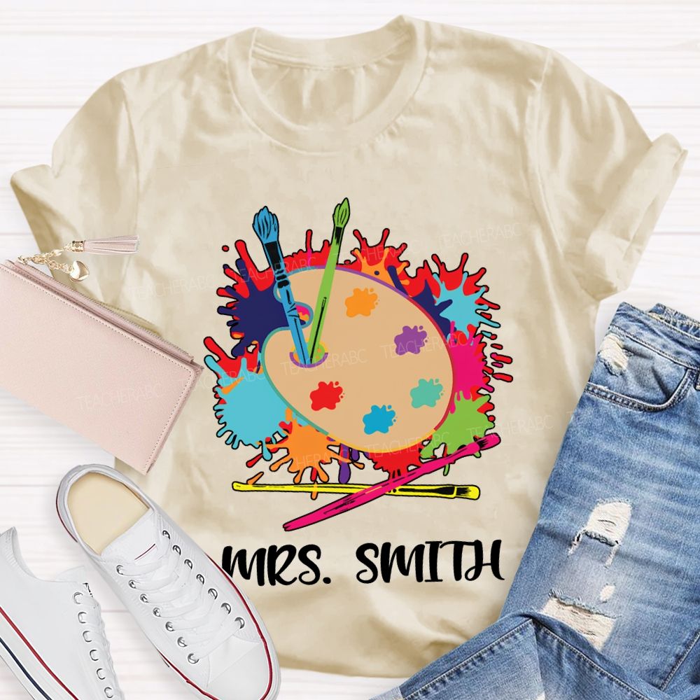 Personalized Name Dyeing Trays And Tie-Dye Printing Art Teacher T-shirt