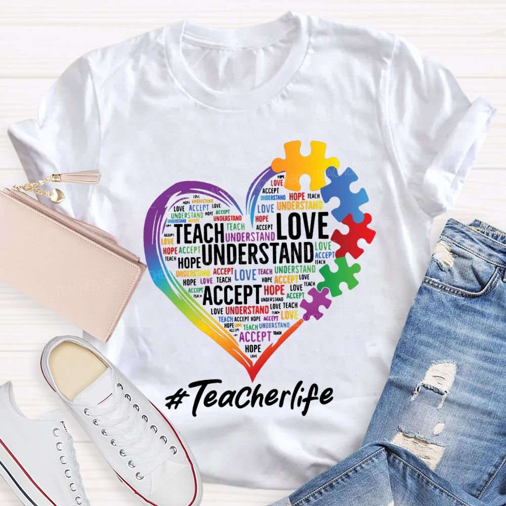 Teach Love Inspire Accept Special Education Teacher Life Teacher T-shirt
