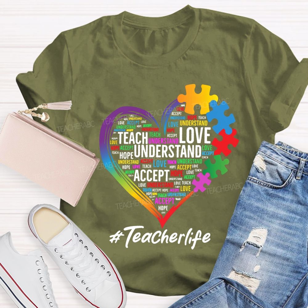 Teach Love Inspire Accept Special Education Teacher Life Teacher T-shirt