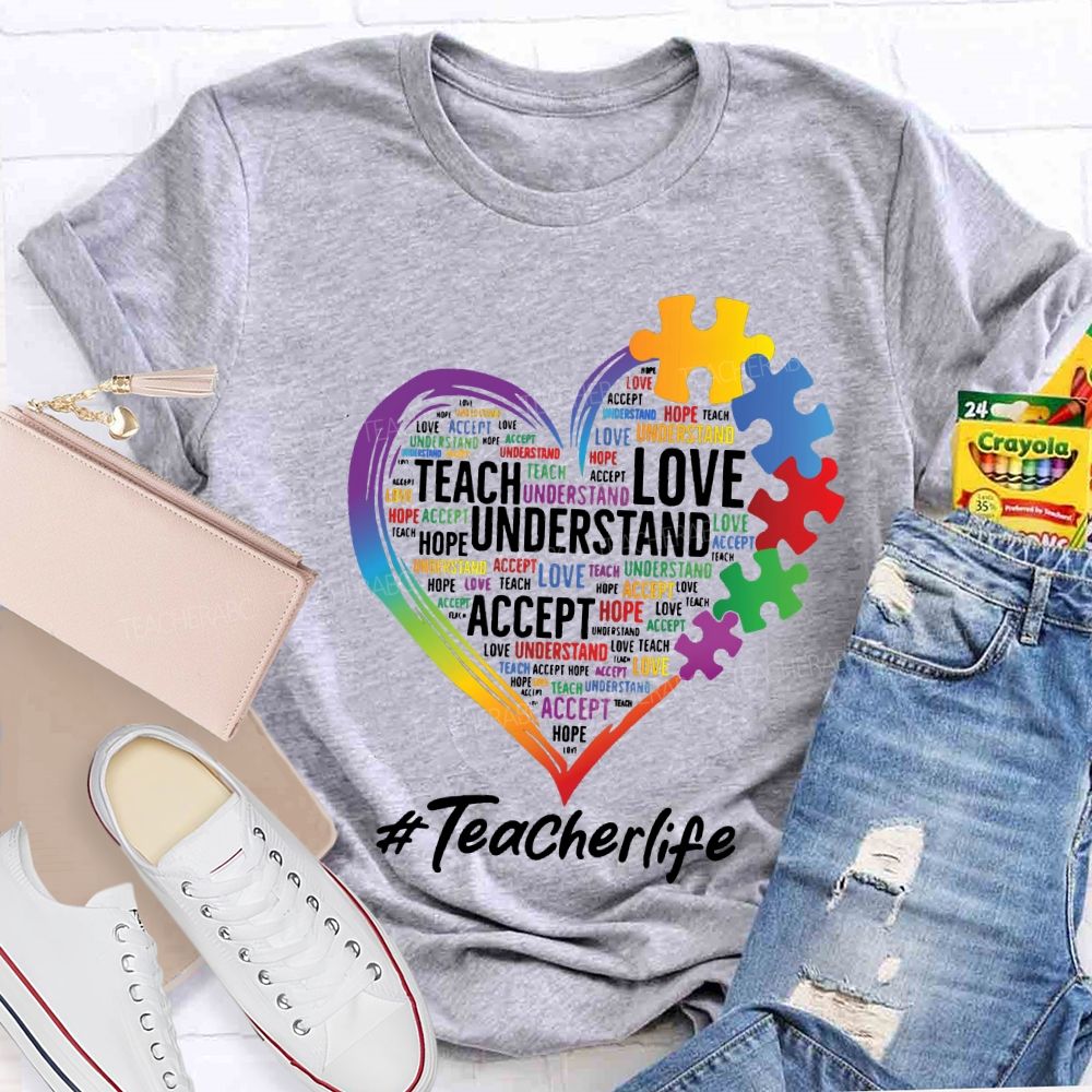 Teach Love Inspire Accept Special Education Teacher Life Teacher T-shirt