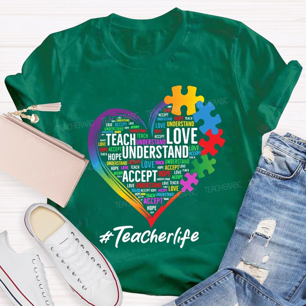 Teach Love Inspire Accept Special Education Teacher Life Teacher T-shirt