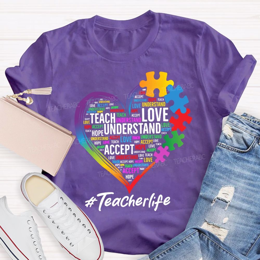 Teach Love Inspire Accept Special Education Teacher Life Teacher T-shirt