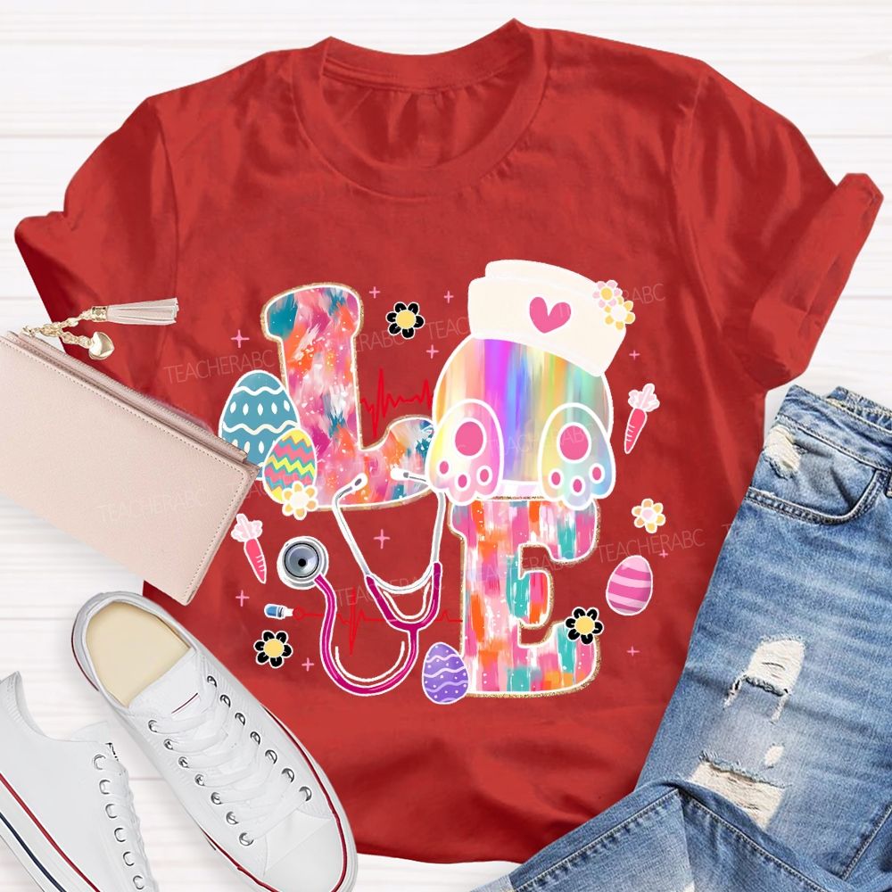 Colorful Eggs Stethoscope  Teacher T-shirt