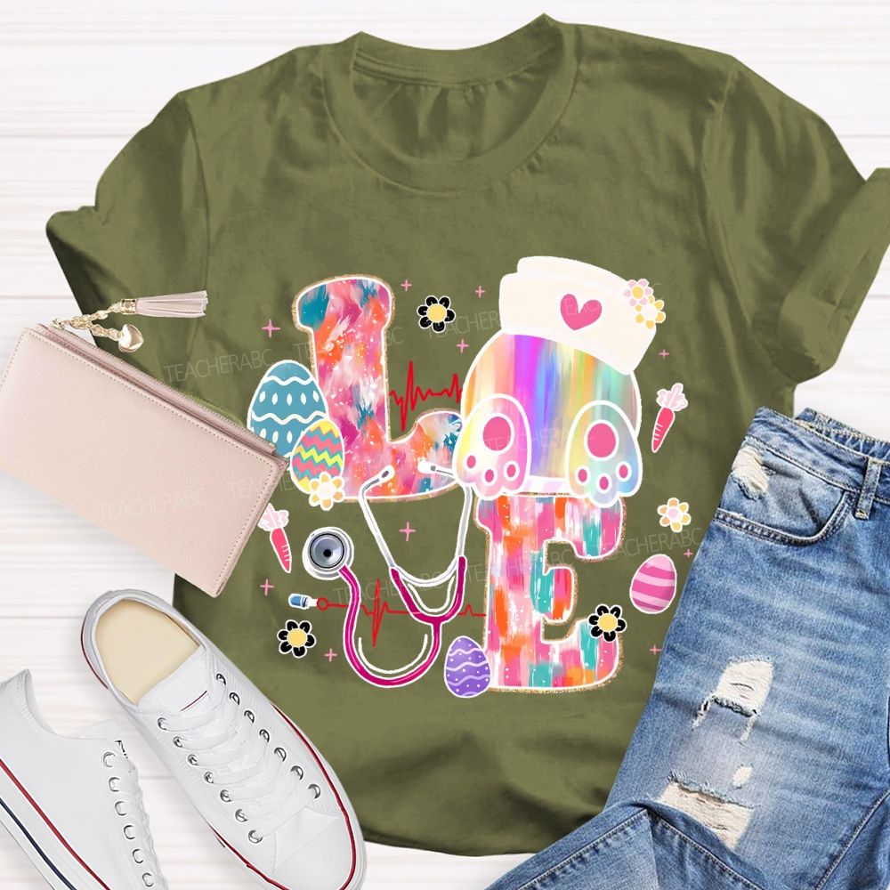 Colorful Eggs Stethoscope  Teacher T-shirt