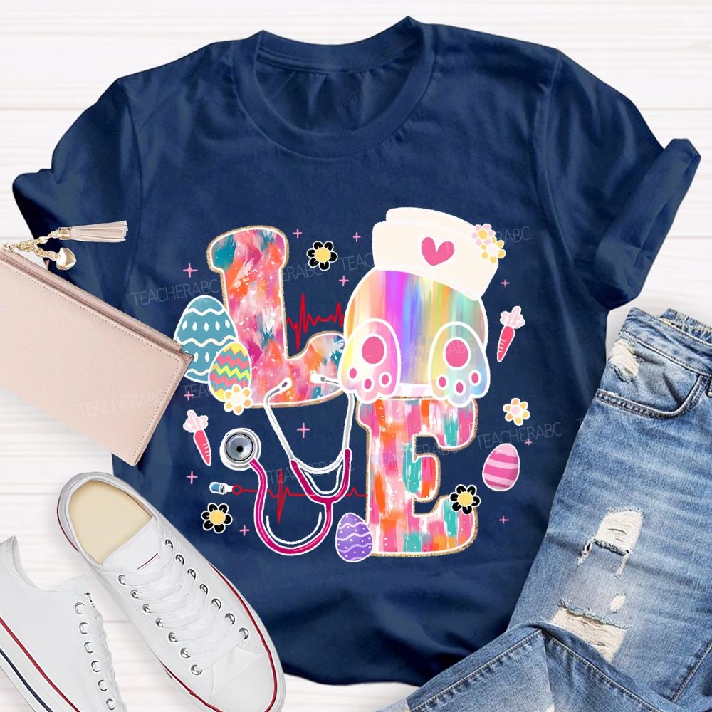 Colorful Eggs Stethoscope  Teacher T-shirt