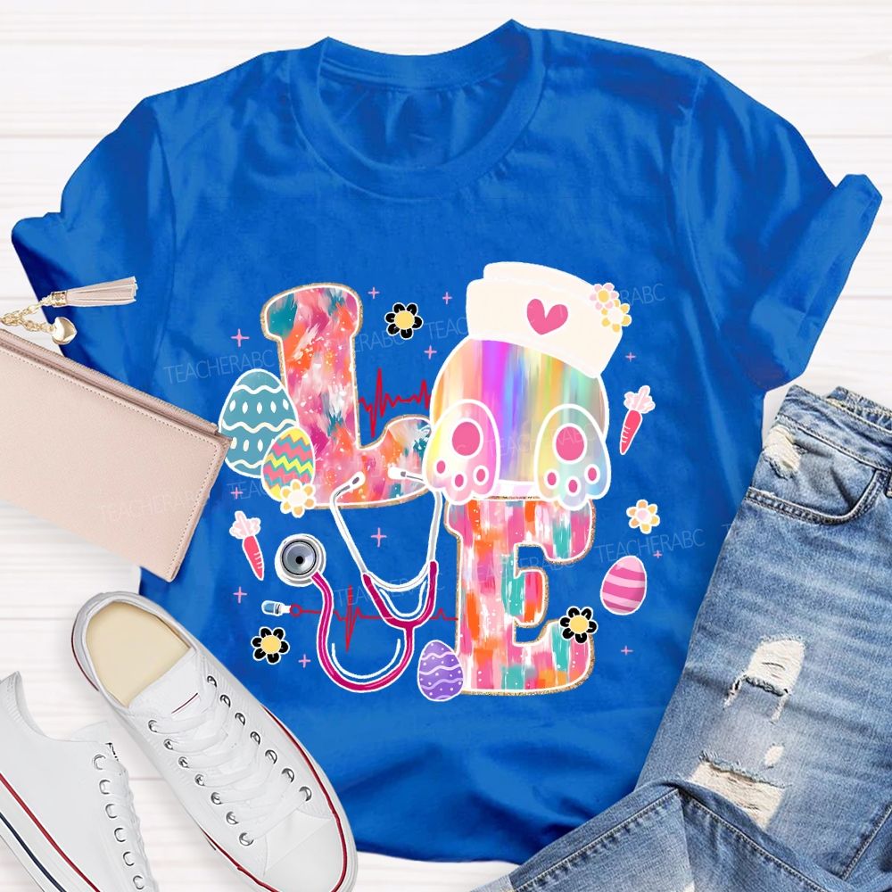 Colorful Eggs Stethoscope  Teacher T-shirt