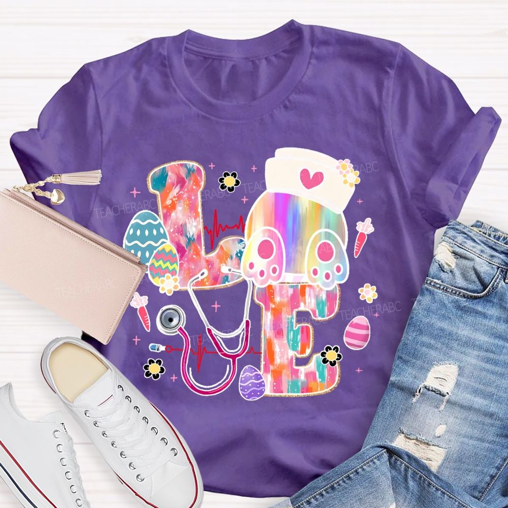 Colorful Eggs Stethoscope  Teacher T-shirt