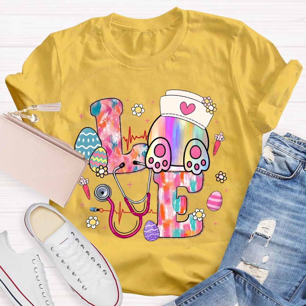 Colorful Eggs Stethoscope  Teacher T-shirt