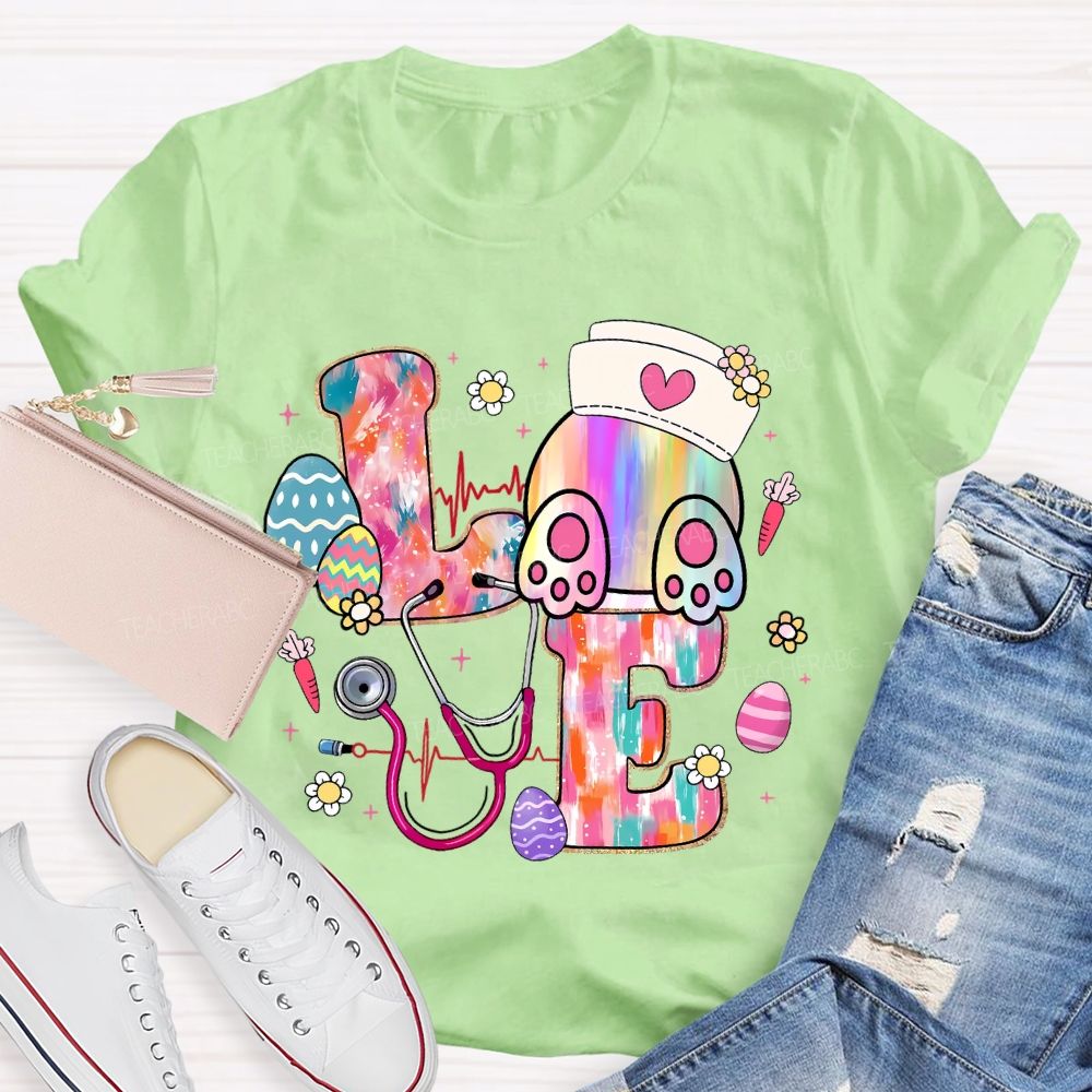 Colorful Eggs Stethoscope  Teacher T-shirt
