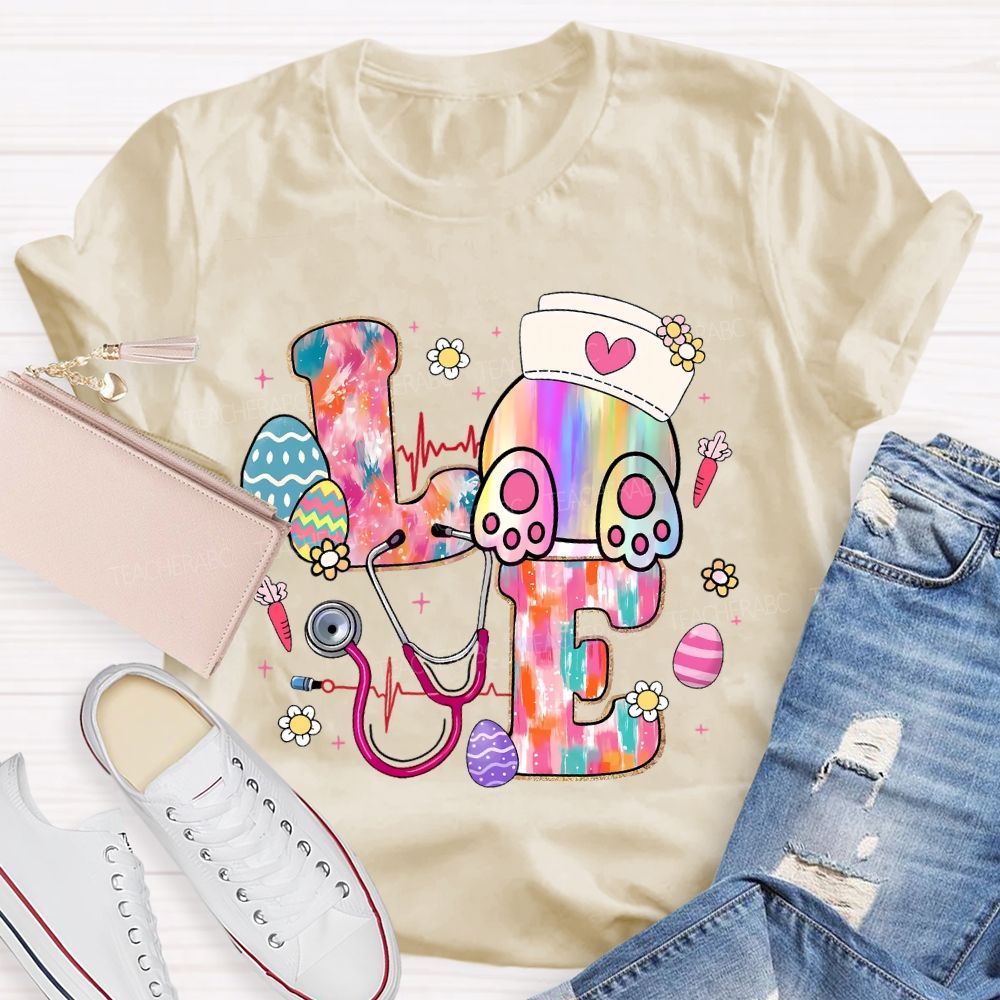Colorful Eggs Stethoscope  Teacher T-shirt