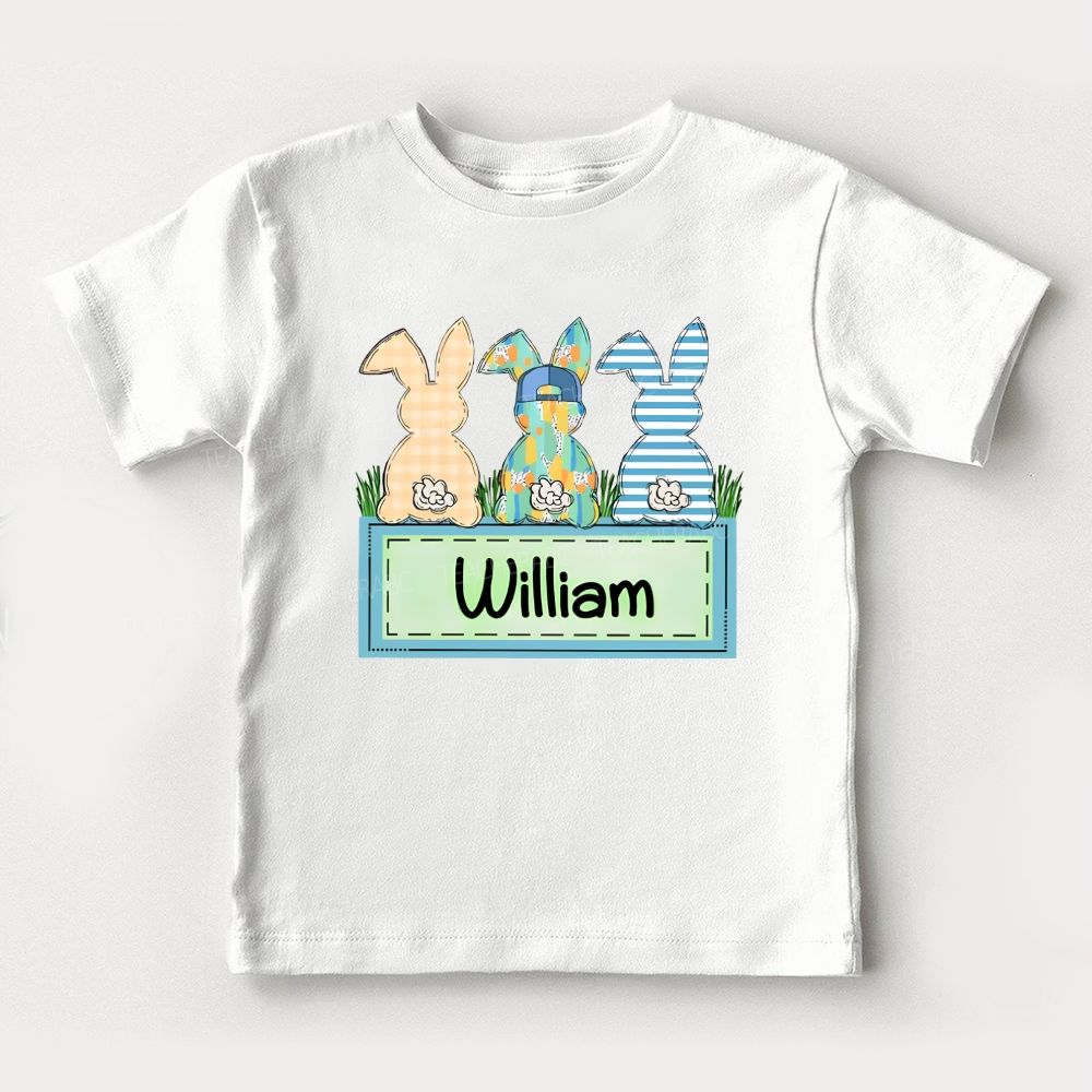 Personalized Name  Rabbit Checkered Pattern  Toddler T-shirts