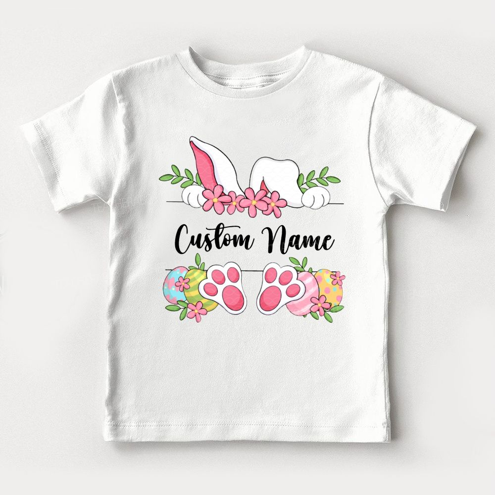 Personalized Name  Rabbit Flowers  Toddler T-shirts