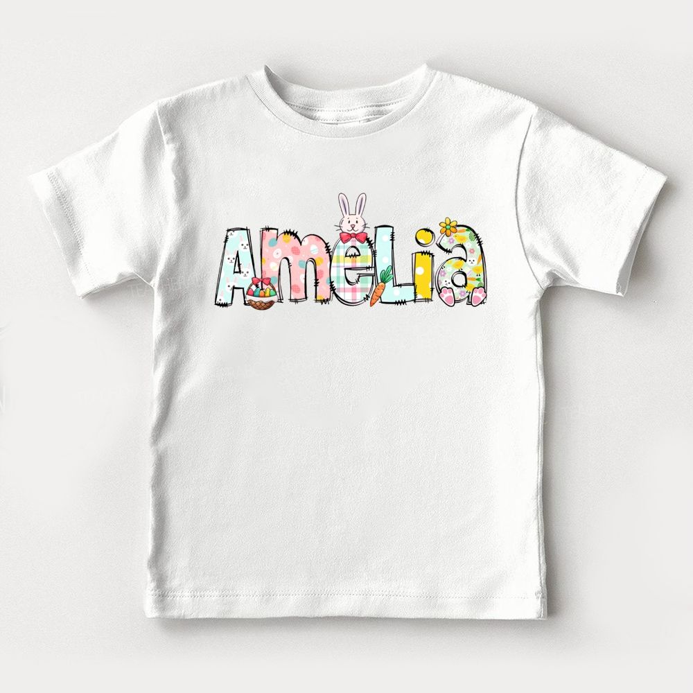 Personalized Name  Colorful Letters Rabbit   Toddler T-shirts
