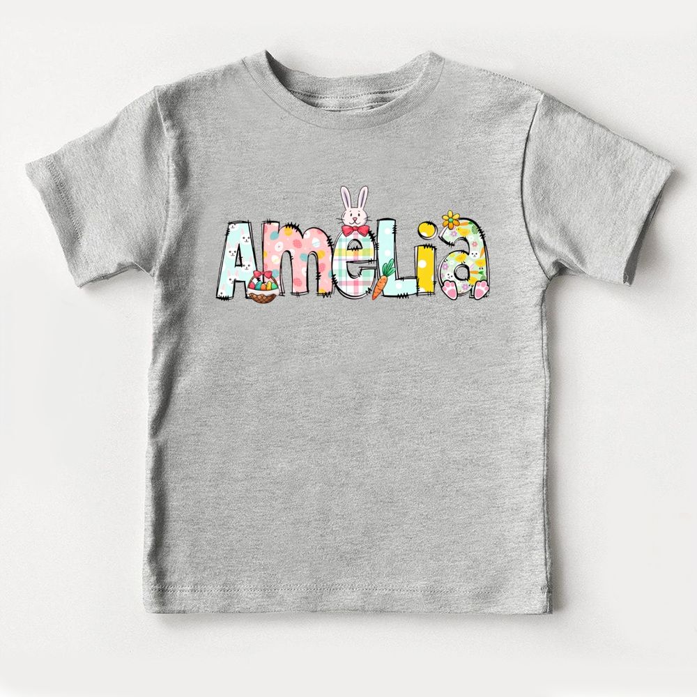 Personalized Name  Colorful Letters Rabbit   Toddler T-shirts