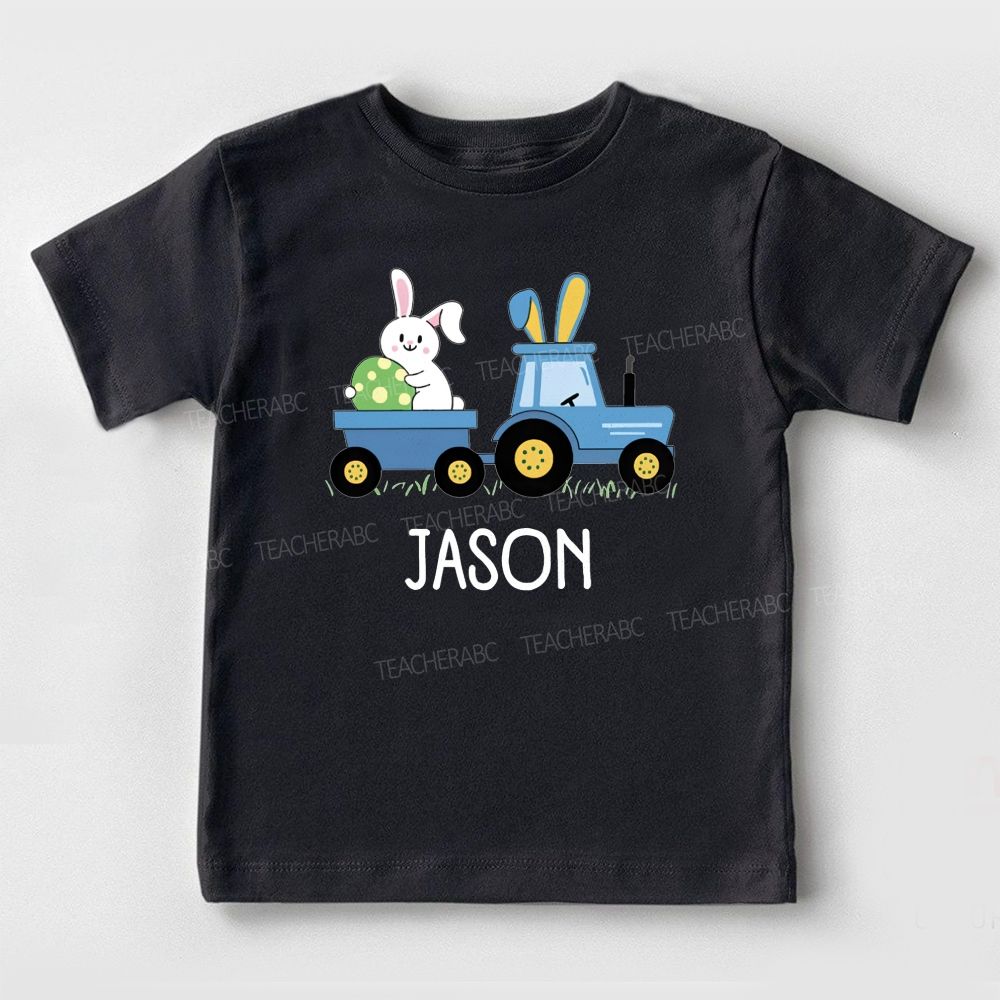 Personalized Name Rabbit Trailer Graphic  Toddler T-shirts