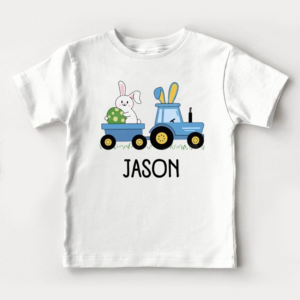 Personalized Name Rabbit Trailer Graphic  Toddler T-shirts