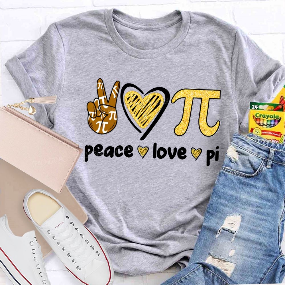 Peace Love Pi Hearts And Math Teacher T-shirt