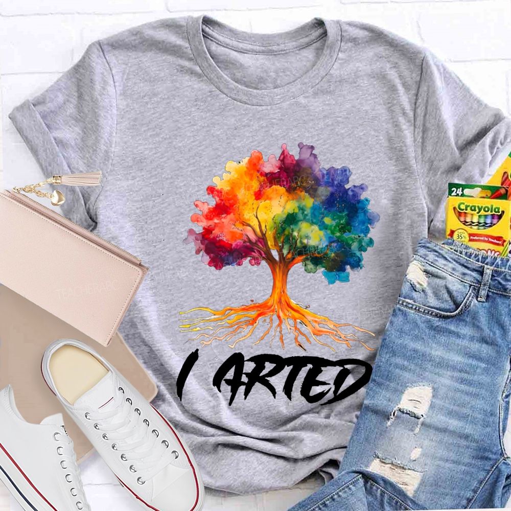 I Arted Colorful Tie-Dyed Tree Art Teacher T-shirt