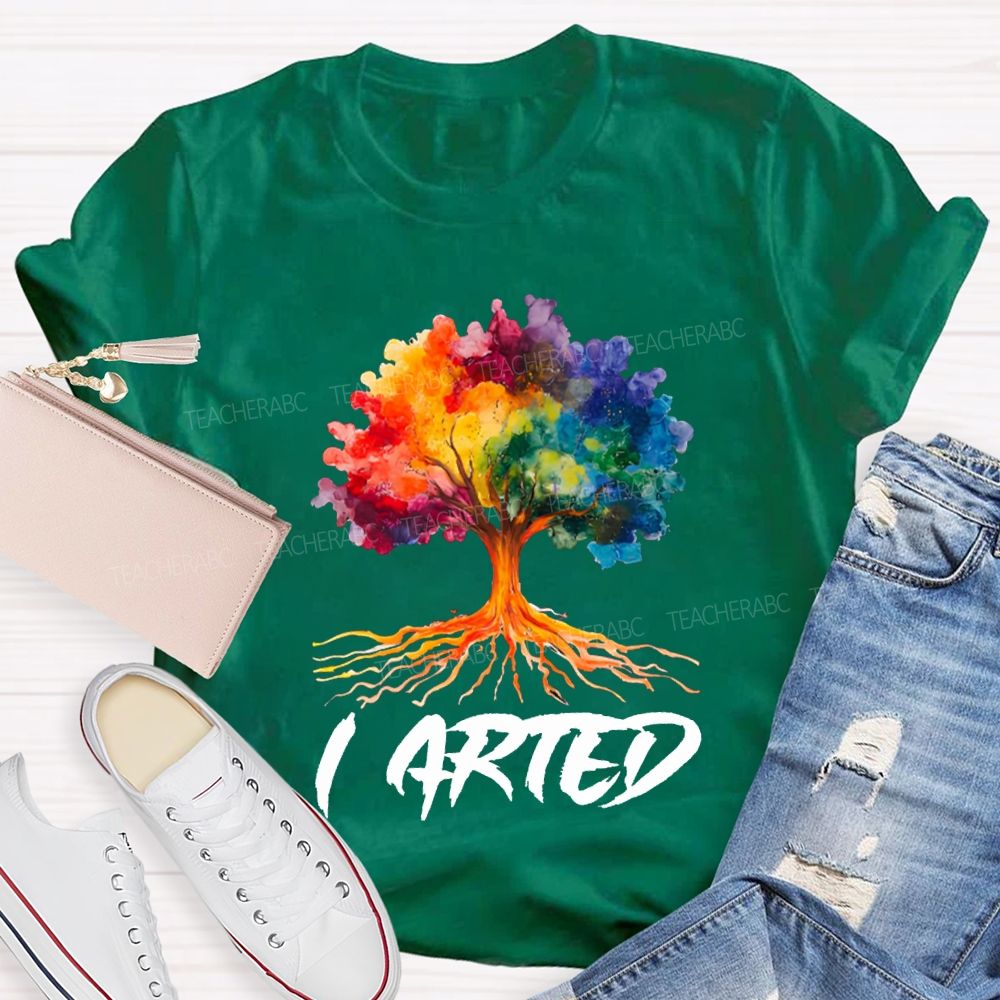 I Arted Colorful Tie-Dyed Tree Art Teacher T-shirt