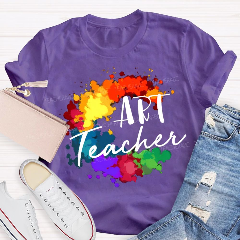 Art Teacher Colorful Tie-Dye Print Teacher T-shirt