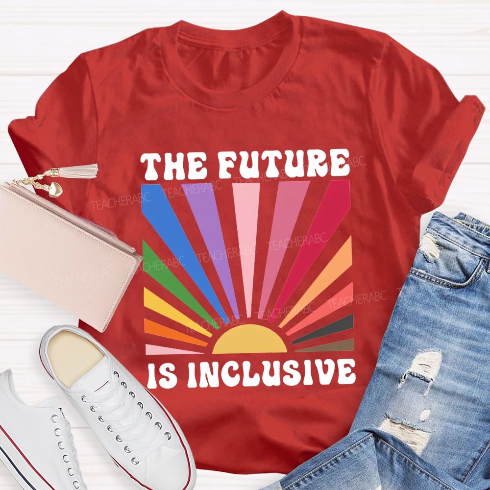 The Future Is Inclusive Colorful Patchwork Print Teacher T-shirt