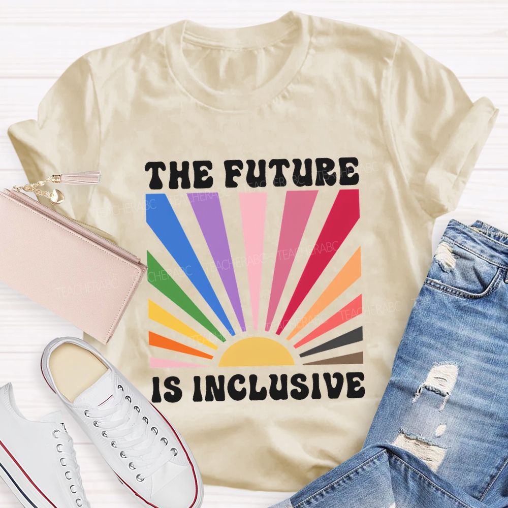 The Future Is Inclusive Colorful Patchwork Print Teacher T-shirt