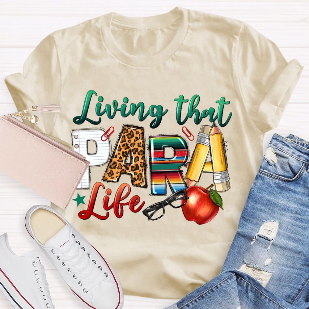Living That Para Life Leopard Print Font And Apple T-shirt