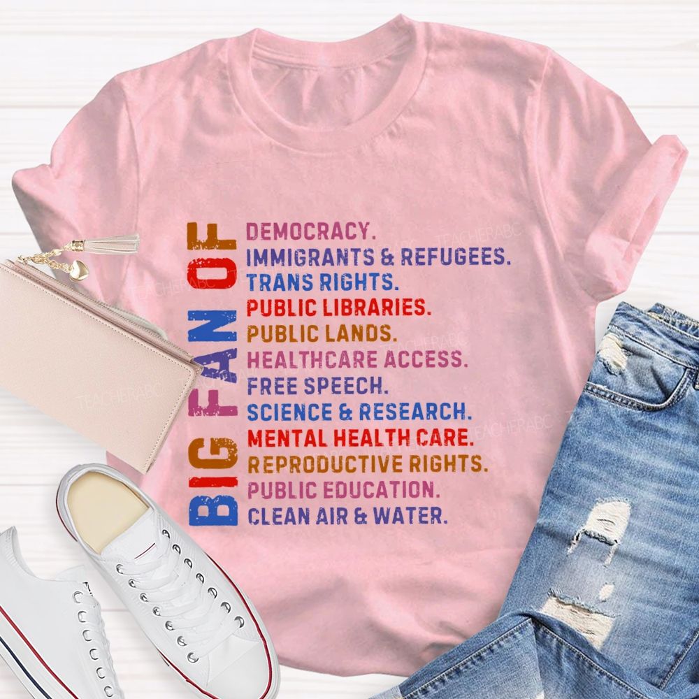 Big Fan Of Human Rights Democracy Teacher T-shirt