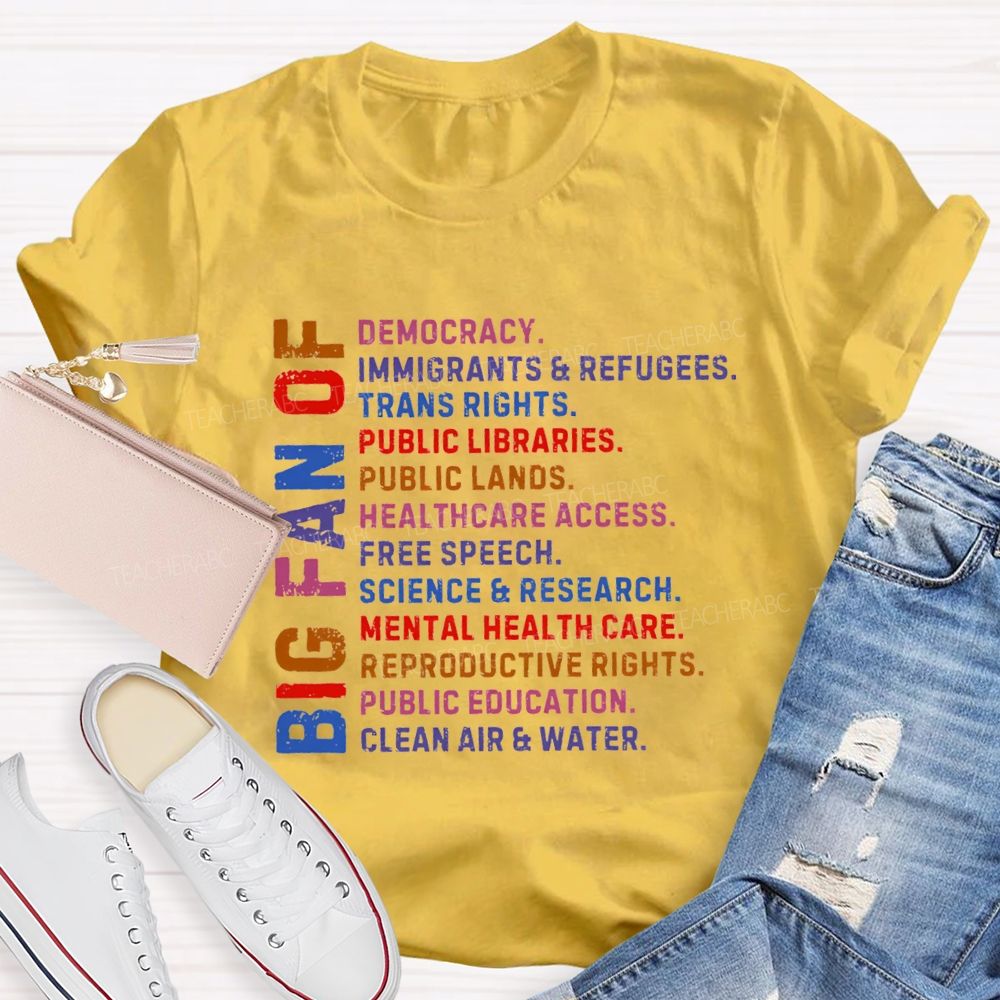 Big Fan Of Human Rights Democracy Teacher T-shirt