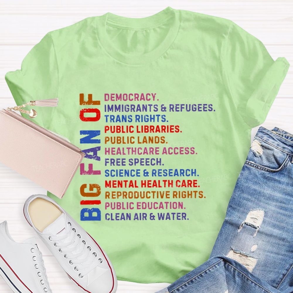 Big Fan Of Human Rights Democracy Teacher T-shirt