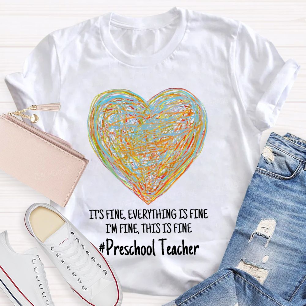 Personalized Grade It's Fine I'm Fine Everything Is Fine Teacher T-shirt